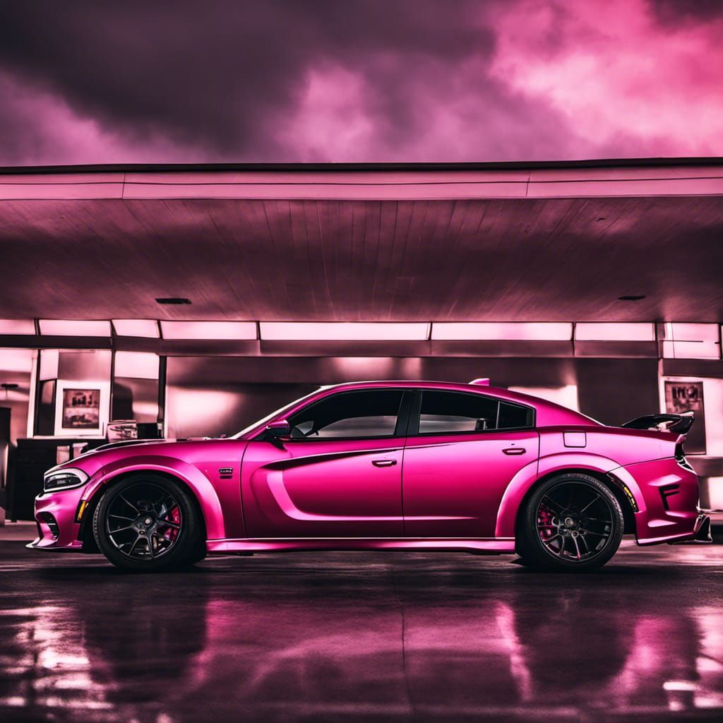 Pink Dodge Charger Scatpack: Hyperrealistic Automotive Art