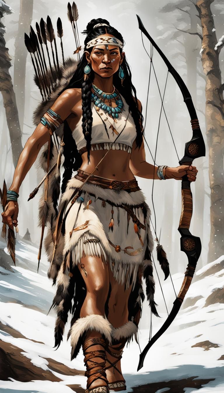 Sol: Goddess of the Hunt in Native American Style
