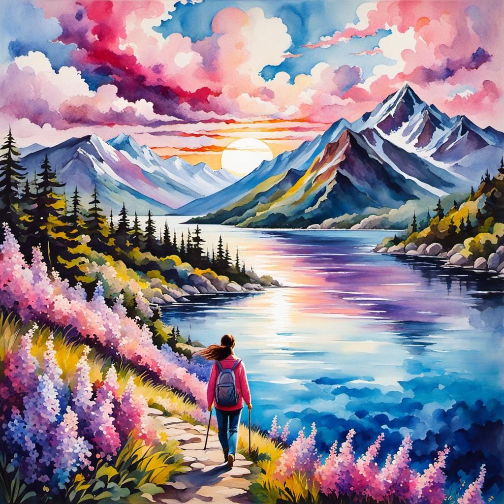 Japanese Landscape with Lilacs, Horror Illustration