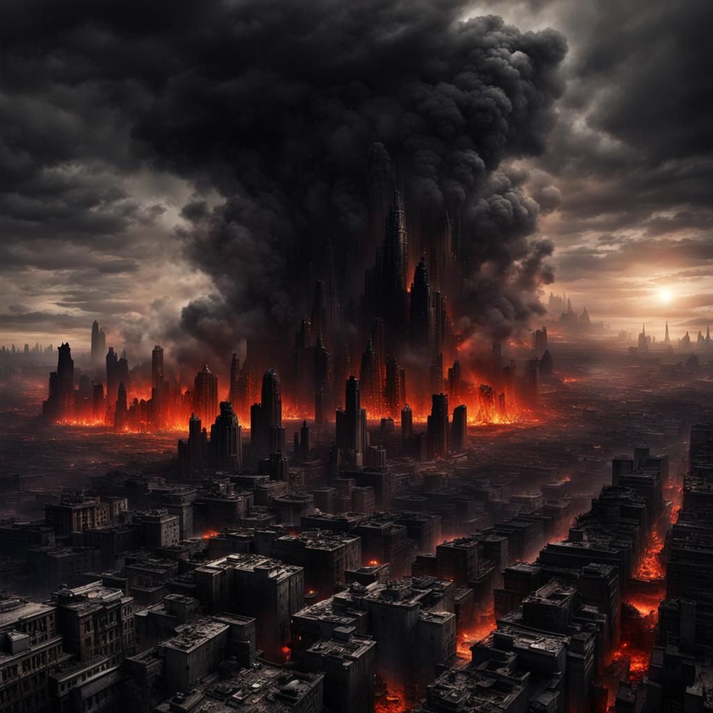 Ember City Revealed by Falling Flame: Digital Matte Painting