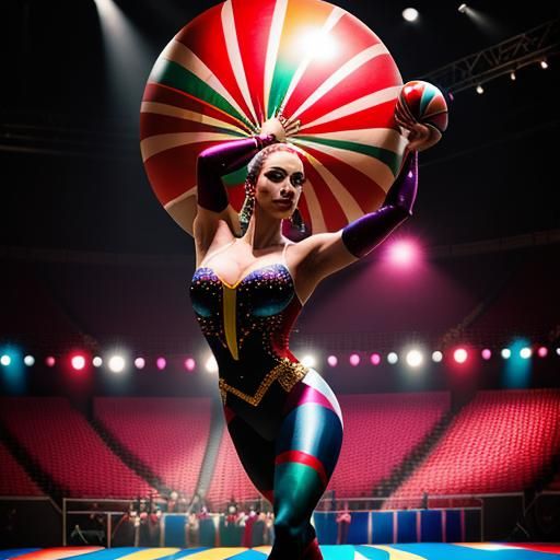 Circus Aerialists Perform Under Spotlights