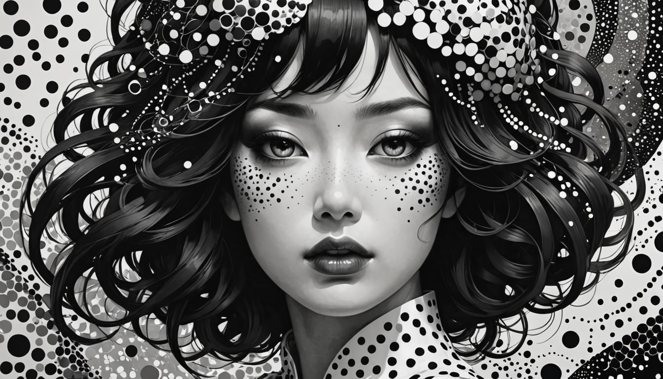 Abstract Dot Portrait in Manga Art Style