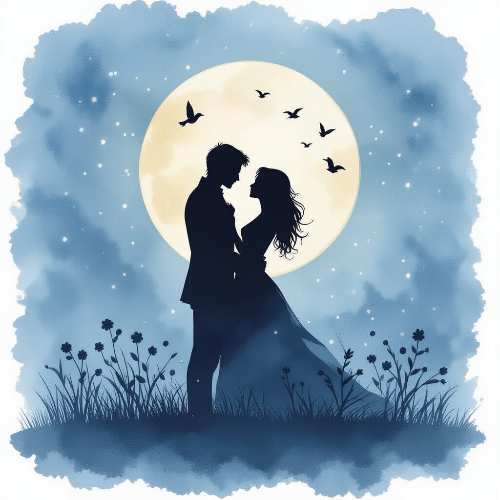 Whimsical Moonlit Silhouette