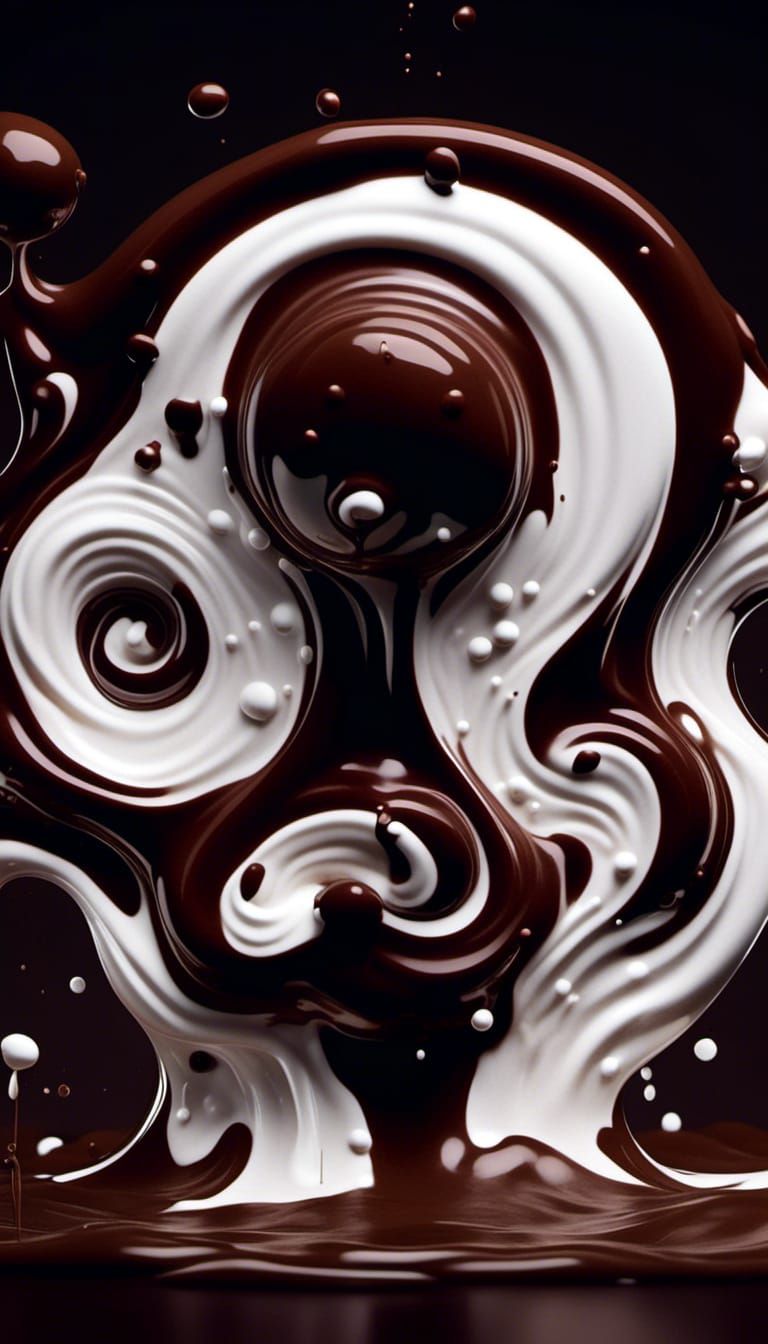 Chocolate Milk Splash Art in Basquiat Style