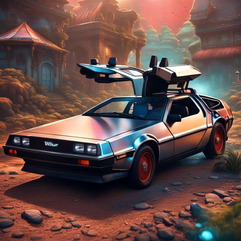 Man in 1970s DeLorean: Detailed Matte Painting