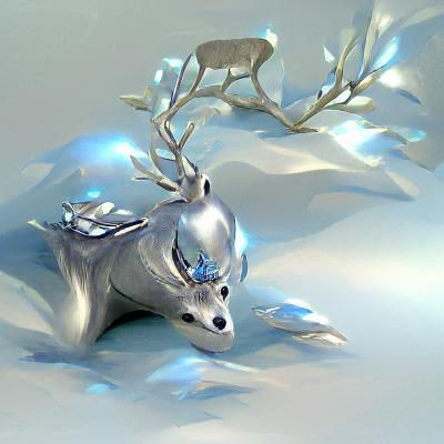 Silver Deer in Winter Wonderland