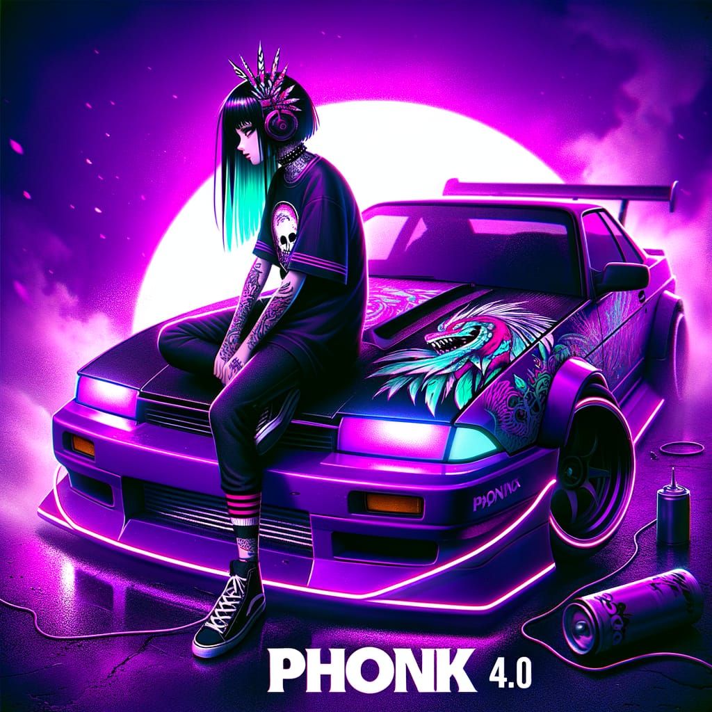 Mysterious Drift Car Scene in Phonk Style