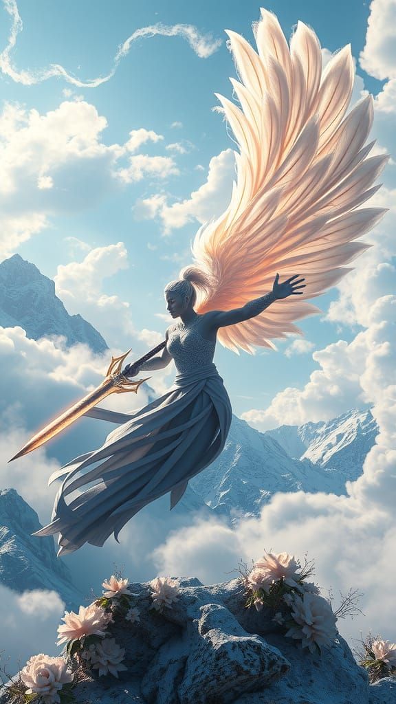 Ethereal Wind Warrior in a Dreamlike Realm