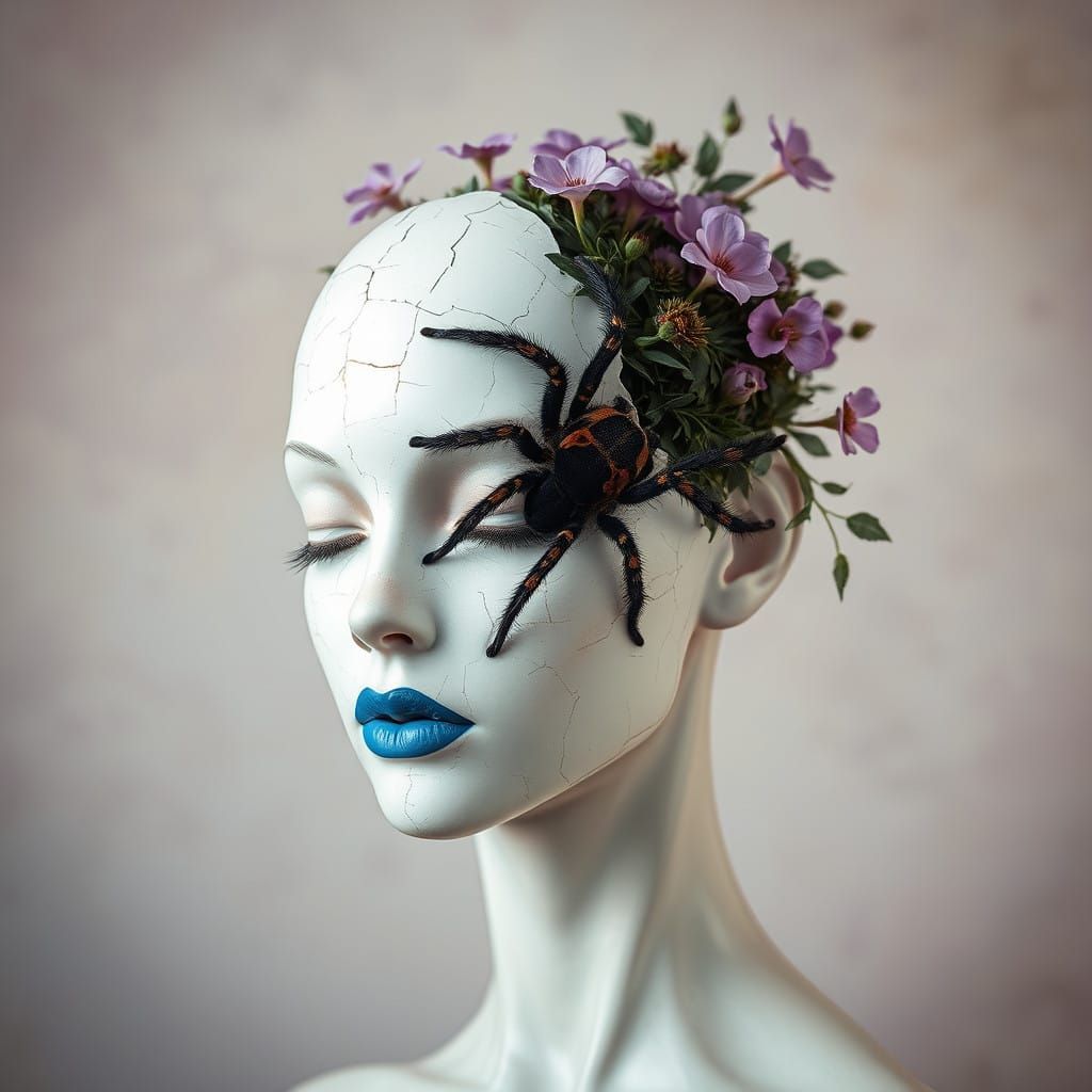 Ethereal Goddess with Porcelain Skin and Floral Hair