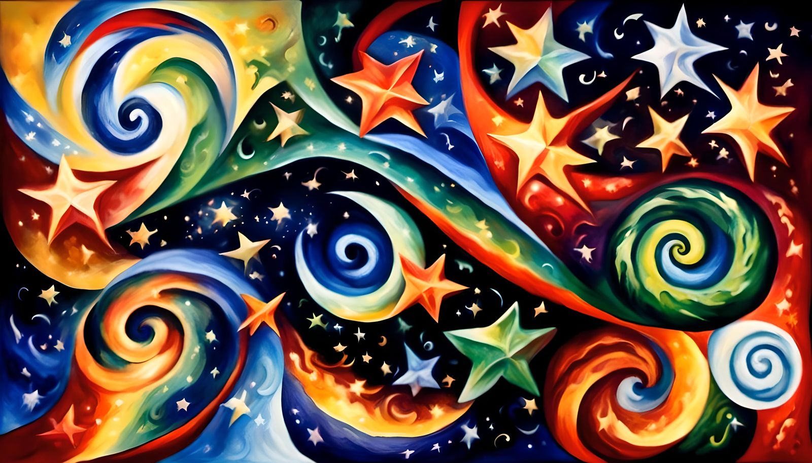 Cosmic Star Cluster in Impasto Oil Style