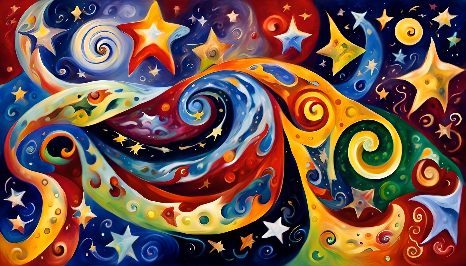 Cosmic Star Cluster in Impasto Oil Painting Style