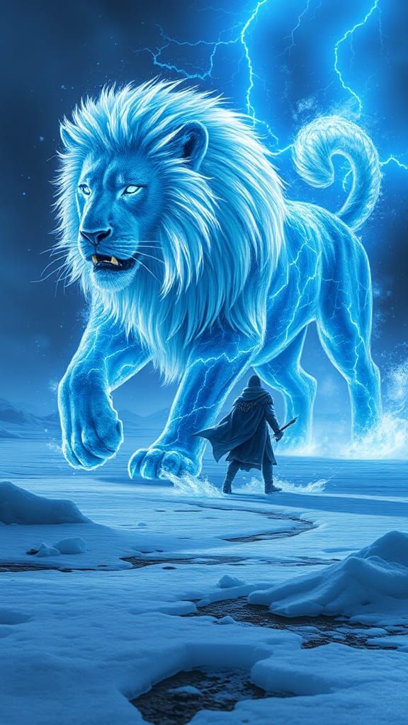 Icy Lion Confronts Subzero on Frozen Battlefield