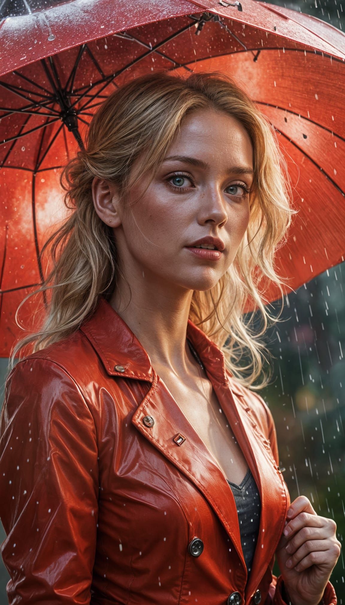 Cyborg in Red Blazer, Romantic Impressionism Style