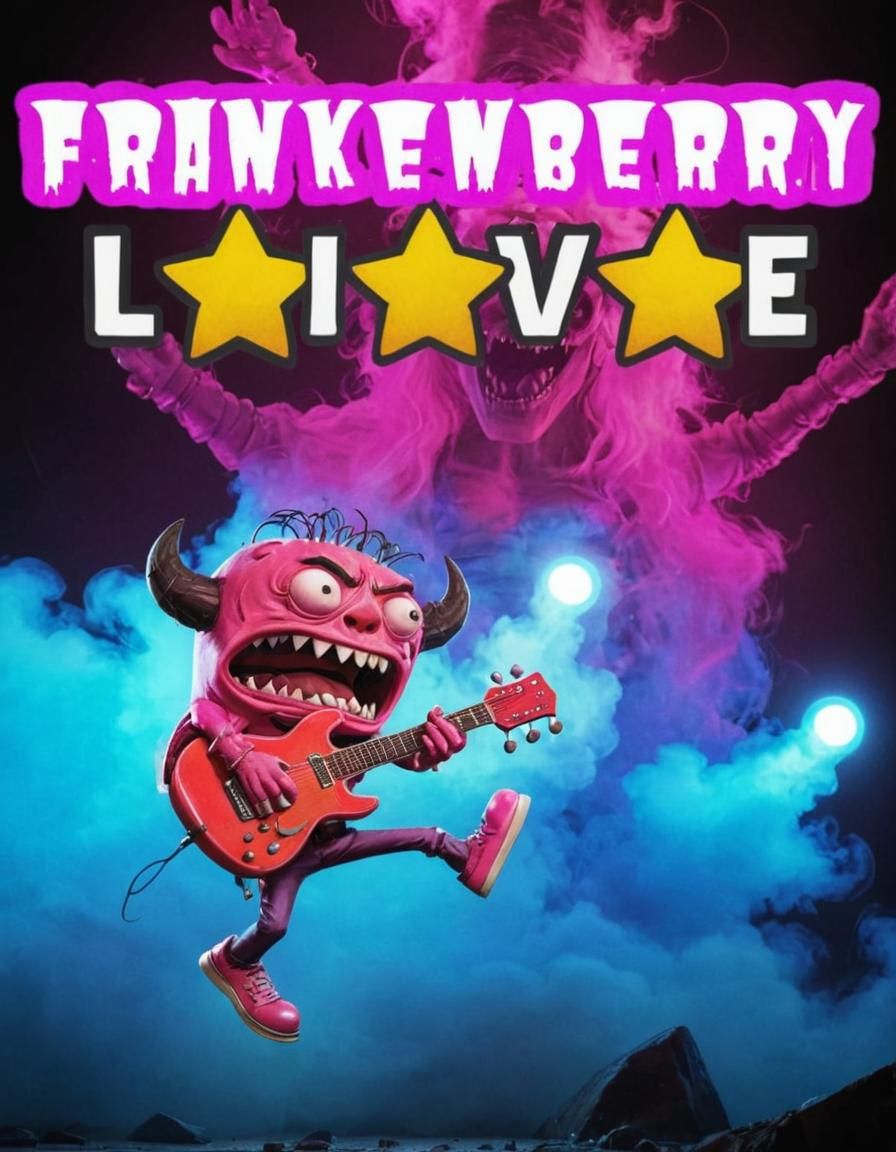 Pink Frankenstein Monster Rock Star in Pop Art Style