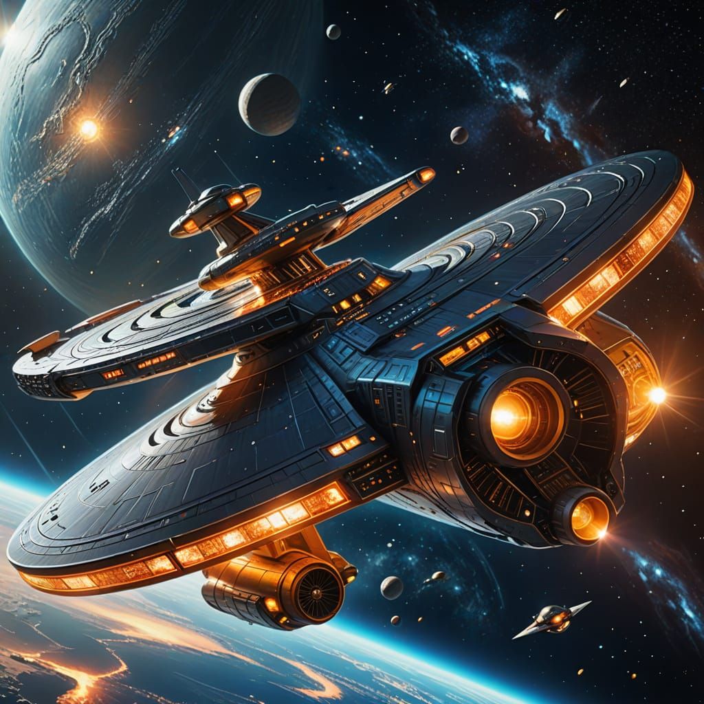 Starship Enterprise Soaring Through the Cosmos
