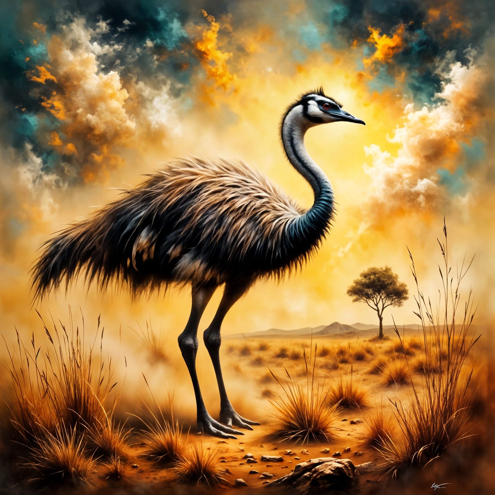 Majestic Emu in Golden Outback Light