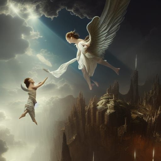 Angels Carry Soul to Heaven: Digital Matte Painting