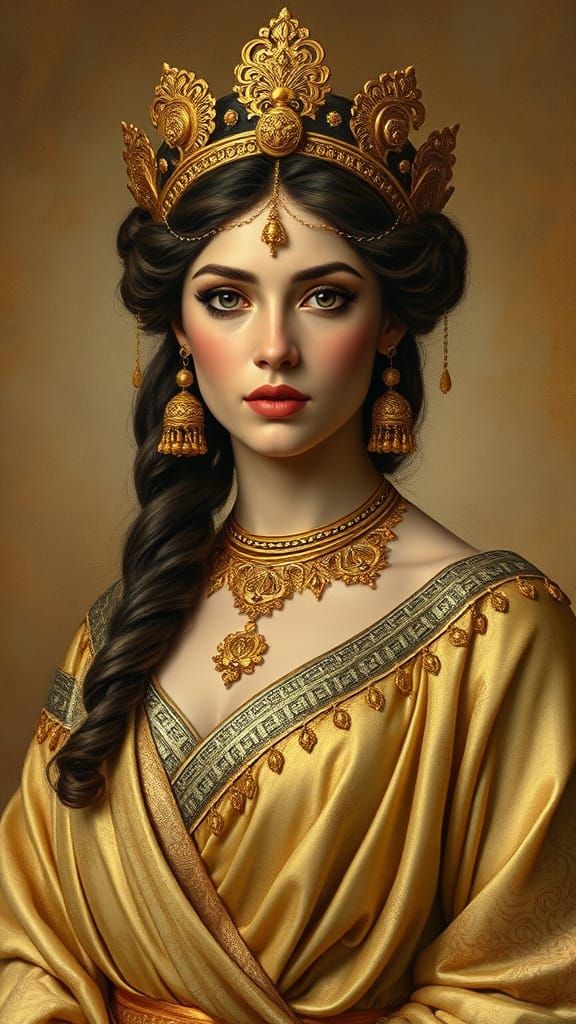 Golden Goddess: Olympias in Traditional Attire