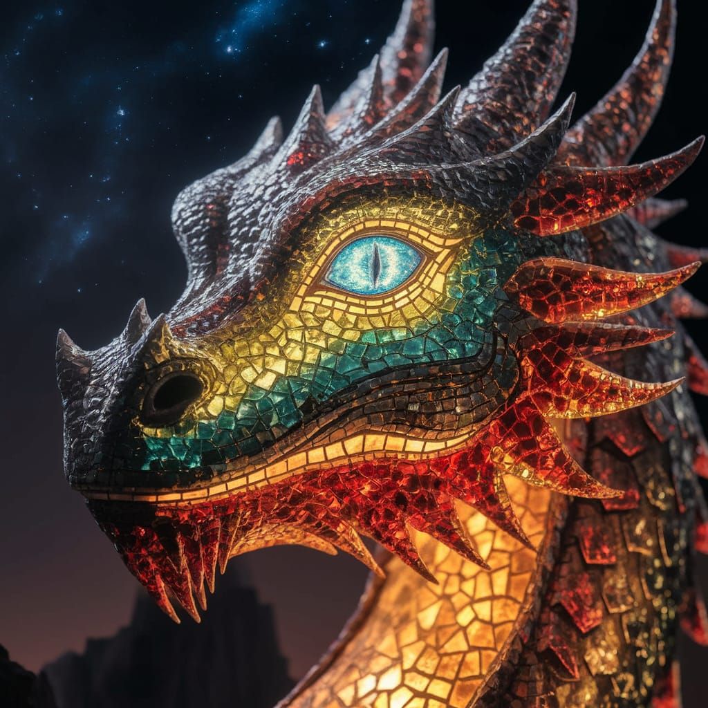 Ancient Dragon Mosaic Radiates Mysterious Glow