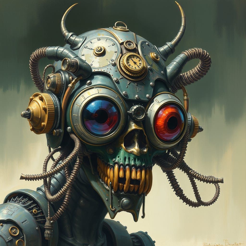 Steampunk Xenomorph with Compound Eyes