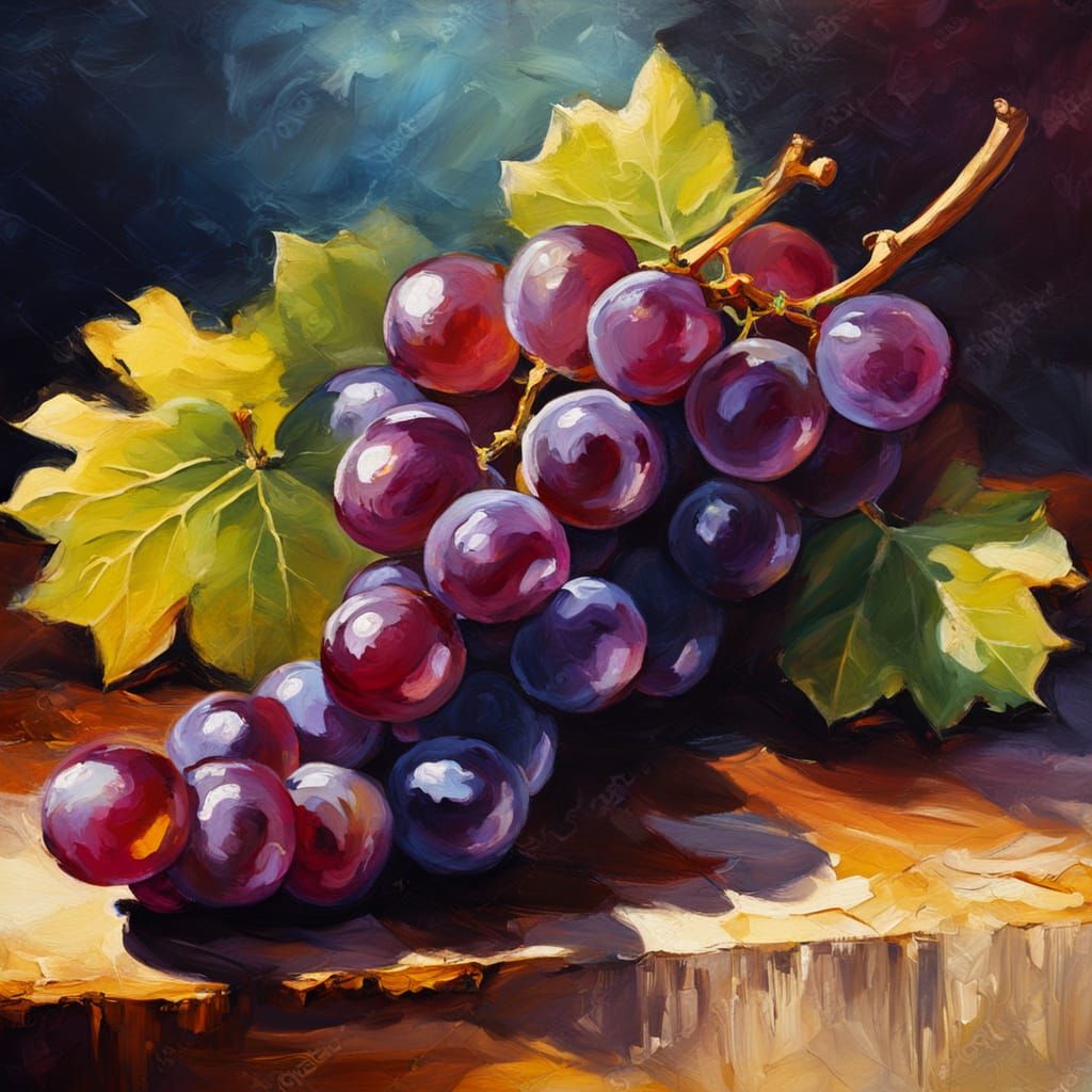 Grapes in Warm Light: Impressionist Oil Painting
