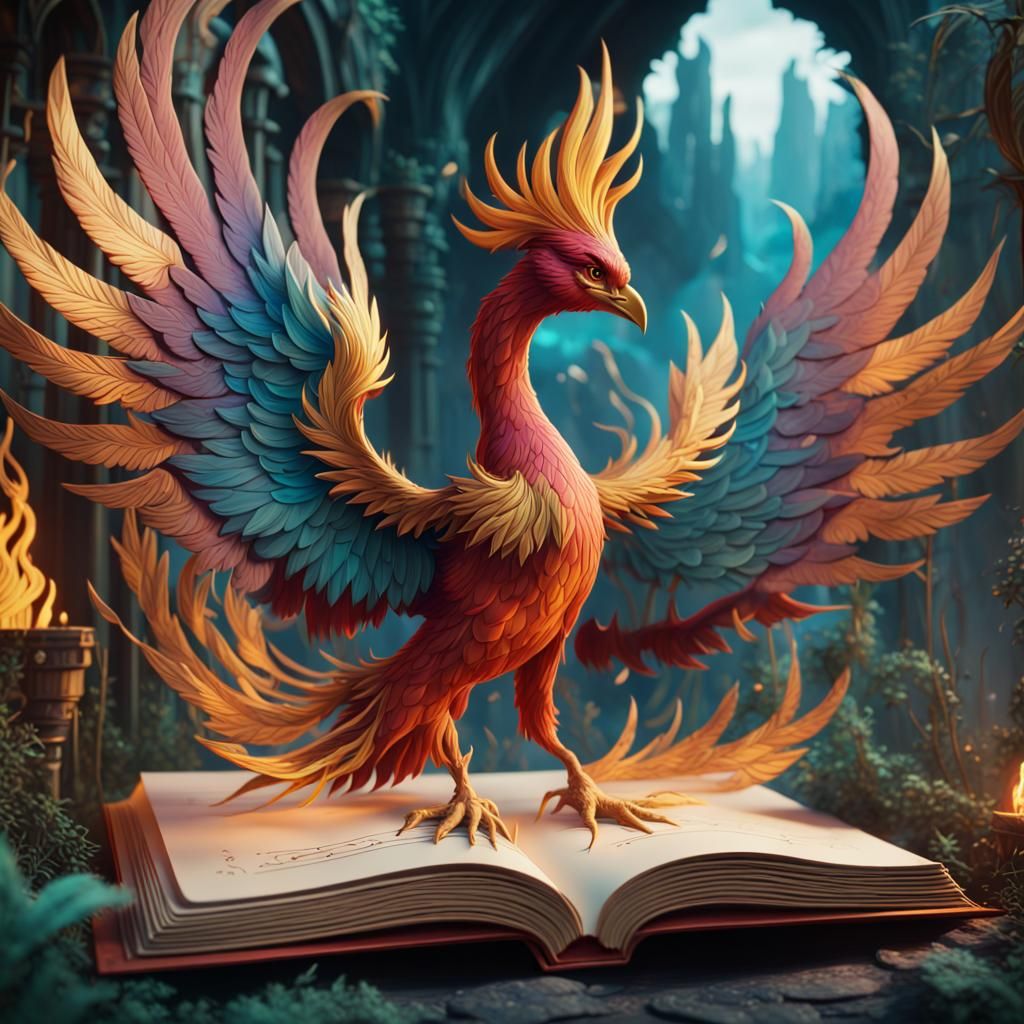 Enchanted Phoenix Pop-Up Book: Detailed Matte Painting