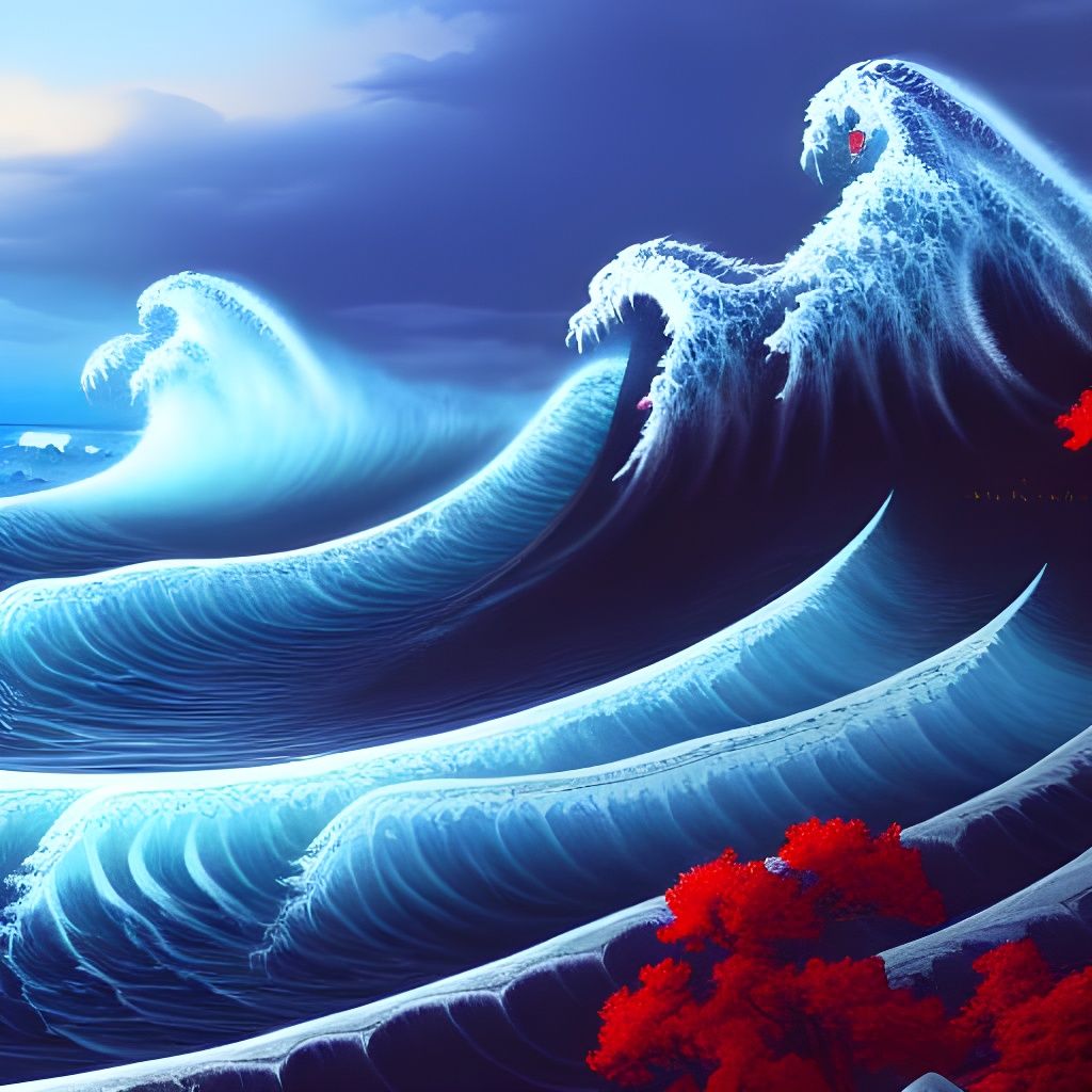 Detailed Matte Painting of The Great Wave