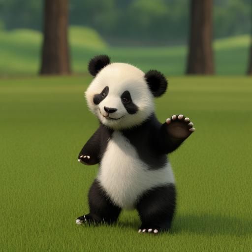 Adorable Baby Panda Headstand in 3D