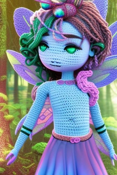 Amigurumi Fairy: A Knitted Digital Illustration
