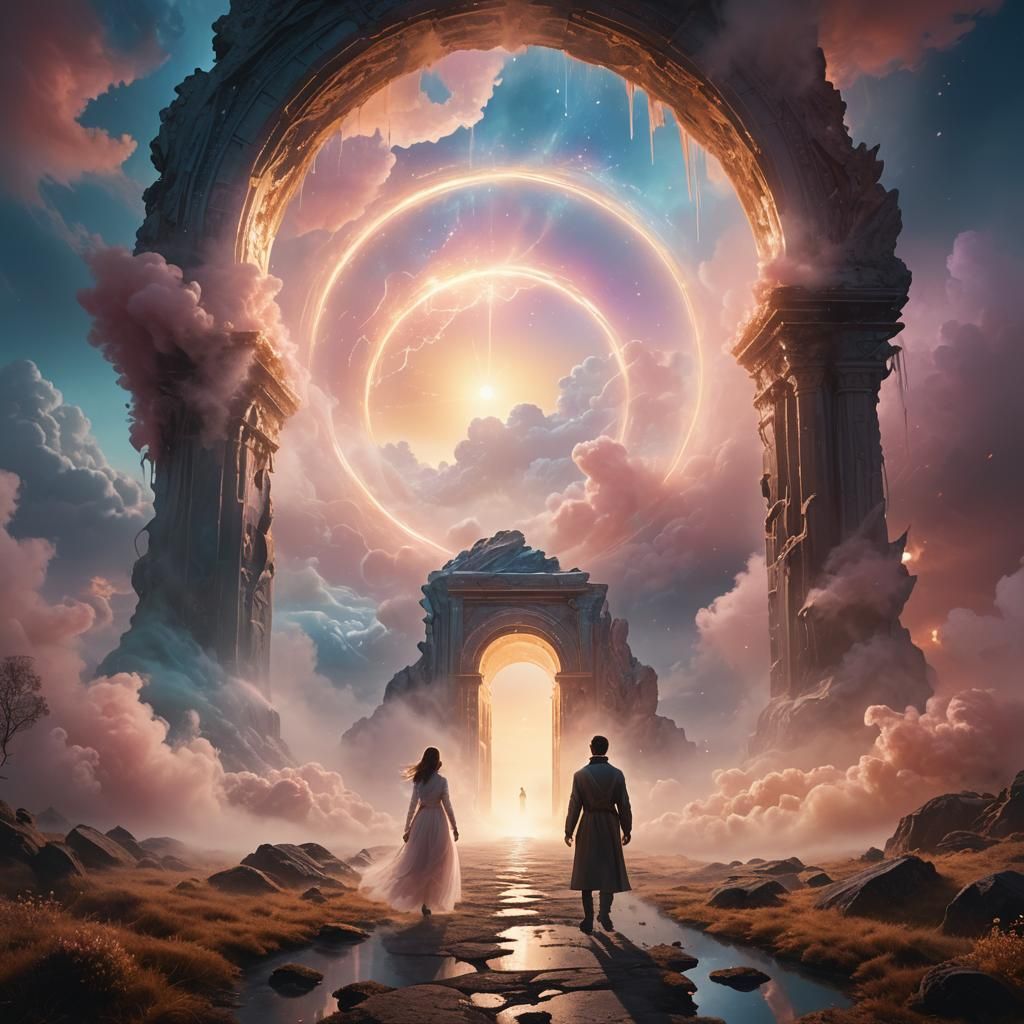 Surreal Portal in Ethereal Landscape