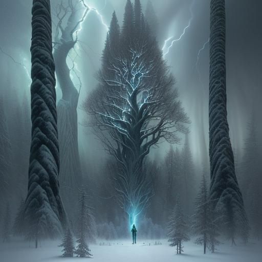 Wizard and Tree Man in Alien Forest