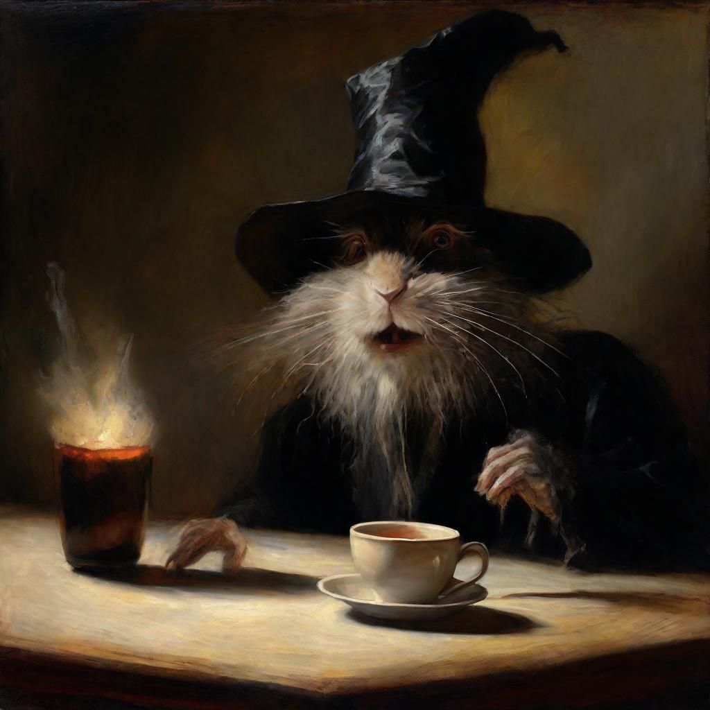 Surreal Rabbit Wizard Portrait in Renaissance Style