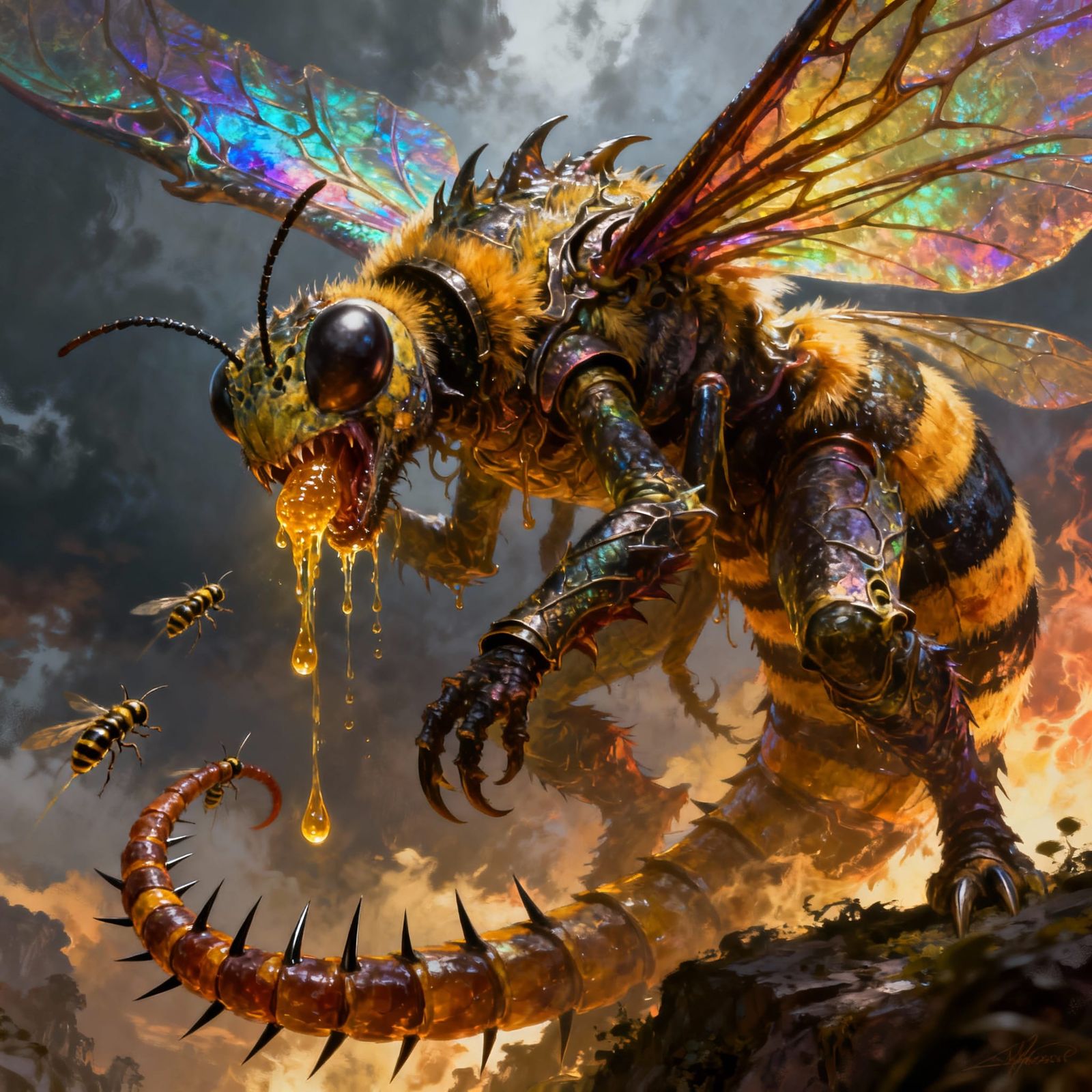Giant Bumblebee Dragon Spewing Honey and Stings