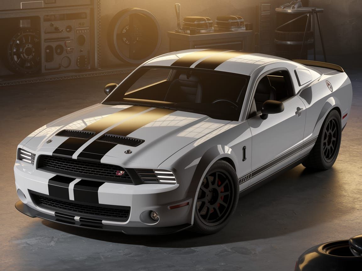 Fictional American Muscle Car in a Garage