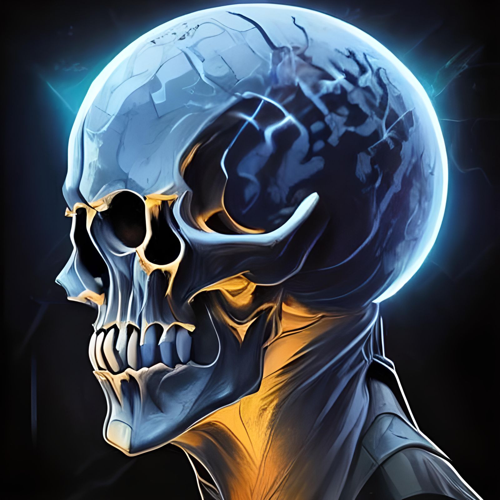 Flaming Porous Skull Digital Artwork