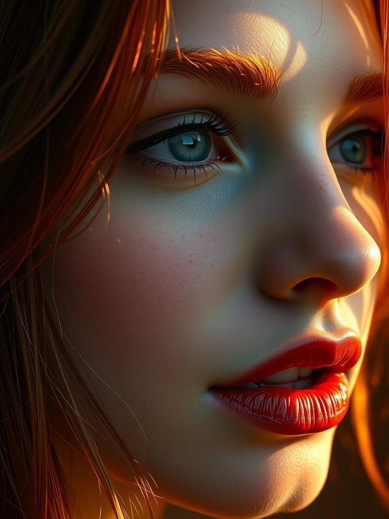 Stunning Red-Haired Woman in Golden Light