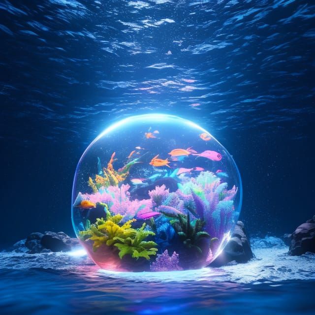 Vivid Ocean World in Glass Jar, Detailed Concept Art