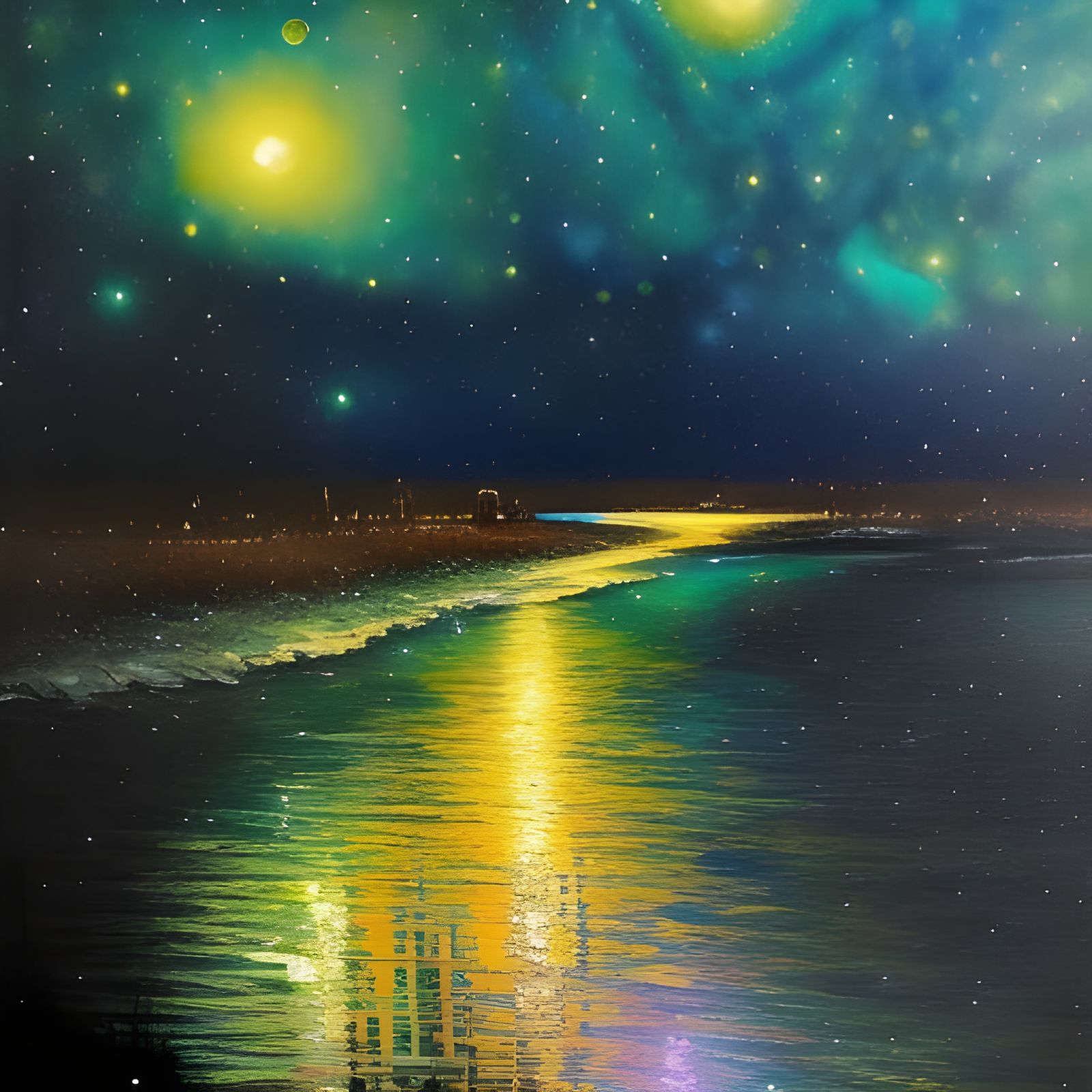 Starry Night in Fluid Watercolor, Photorealism