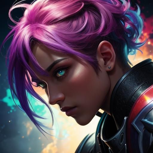 Hyperrealistic Portrait with Colorful Splash Art Background