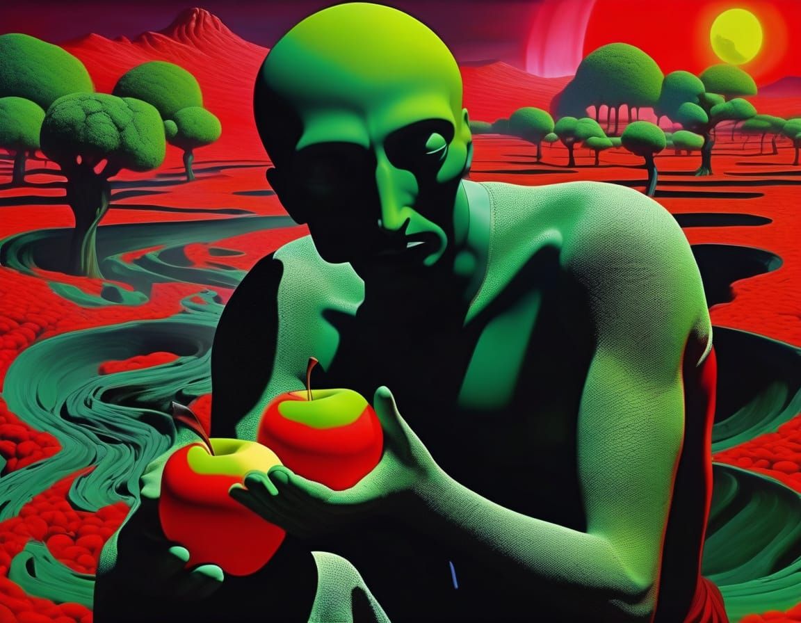 Ethereal Surrealism: Adam and Eve in an Alien Paradise