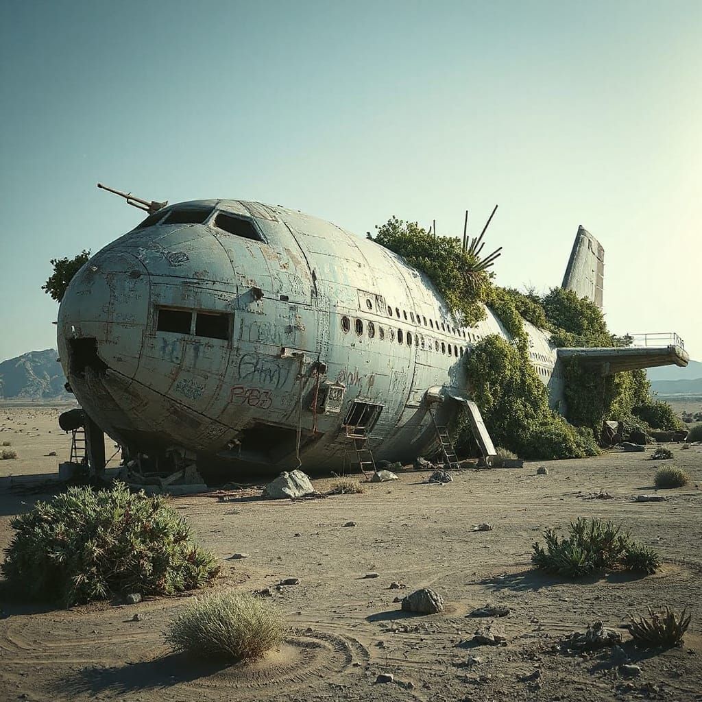 Abandoned Spaceship in Desert, Punk Rock Sci-Fi Aesthetic