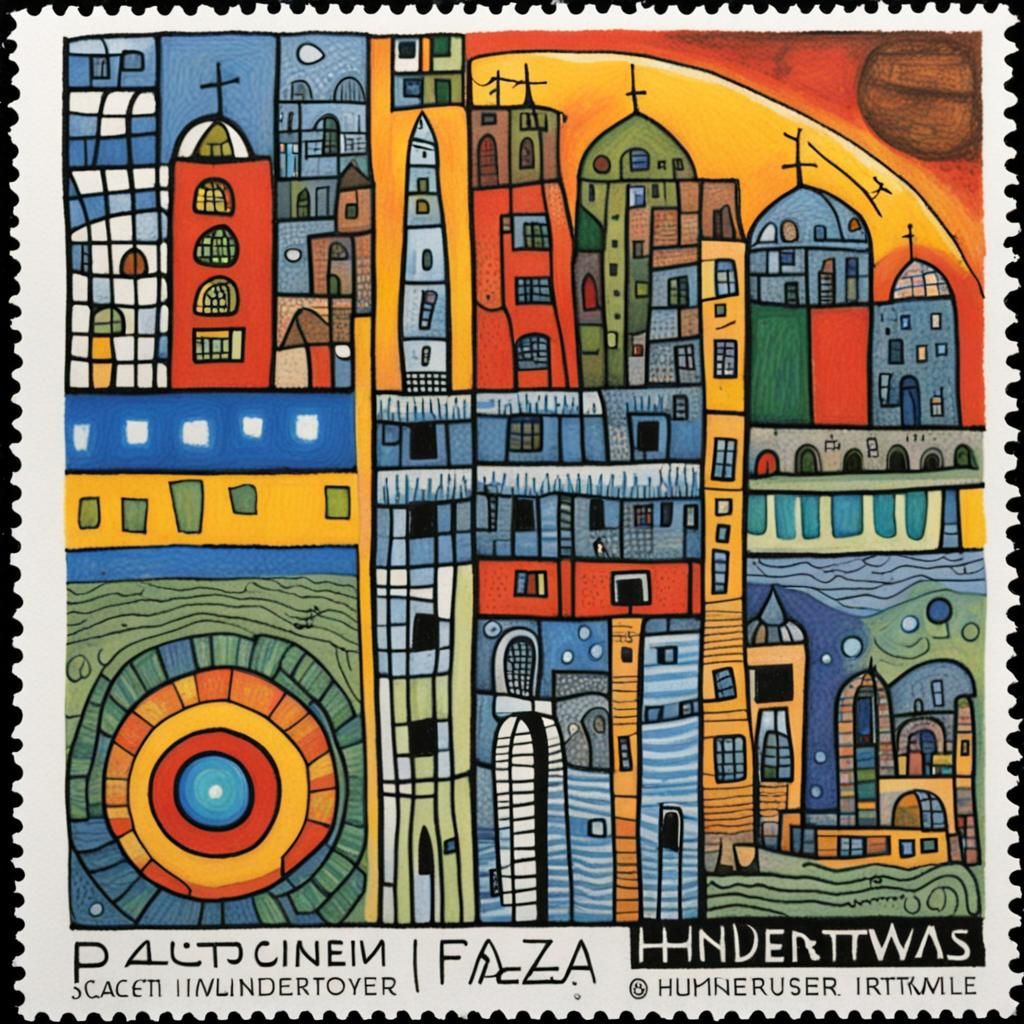 Hundertwasser Style Stamp for Peace