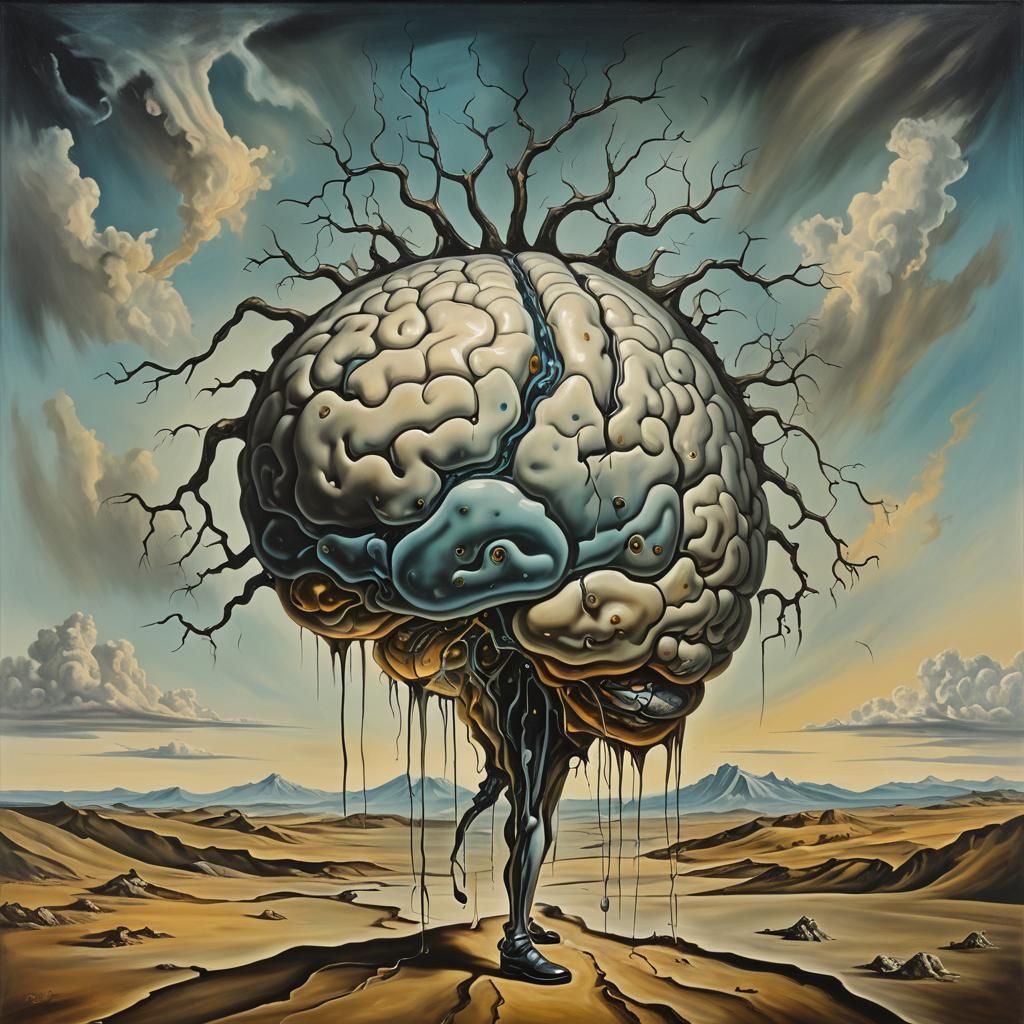 Surreal Brain Walking in Salvador Dali Style