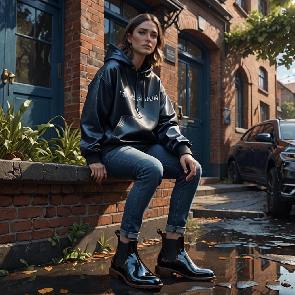 Woman in Boots: Detailed Matte Painting