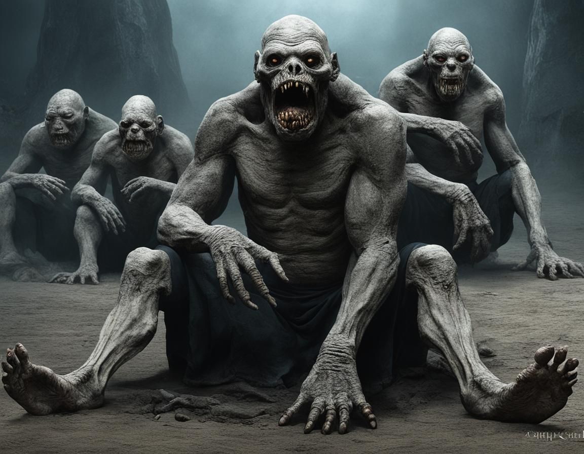 Pale Humanoid Creature with Eyes on Feet