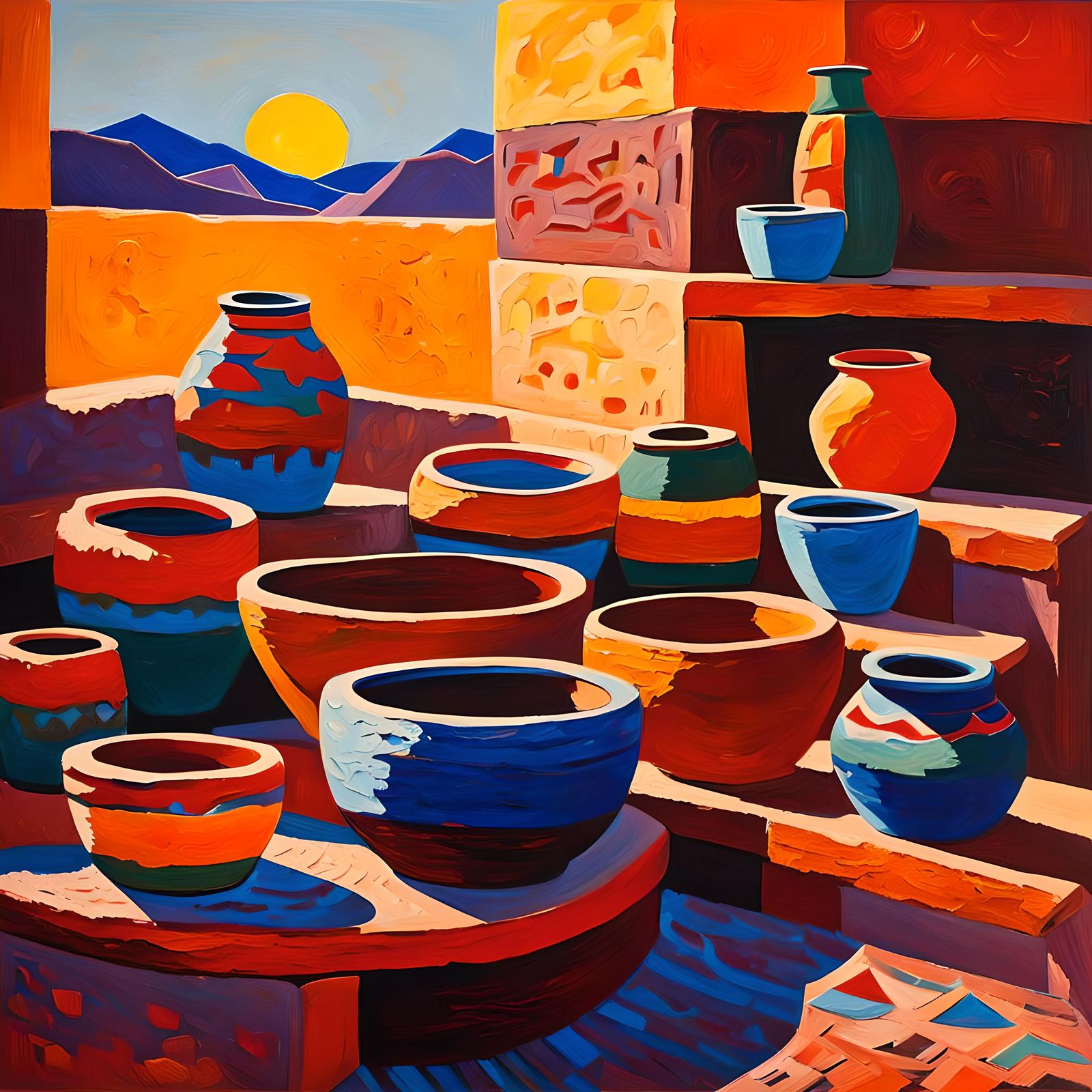 Pottery Studio: Impasto Oil Painting with Hopi Designs