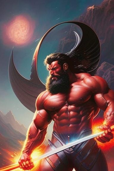 Cosmic God Surrounded by Red Energy