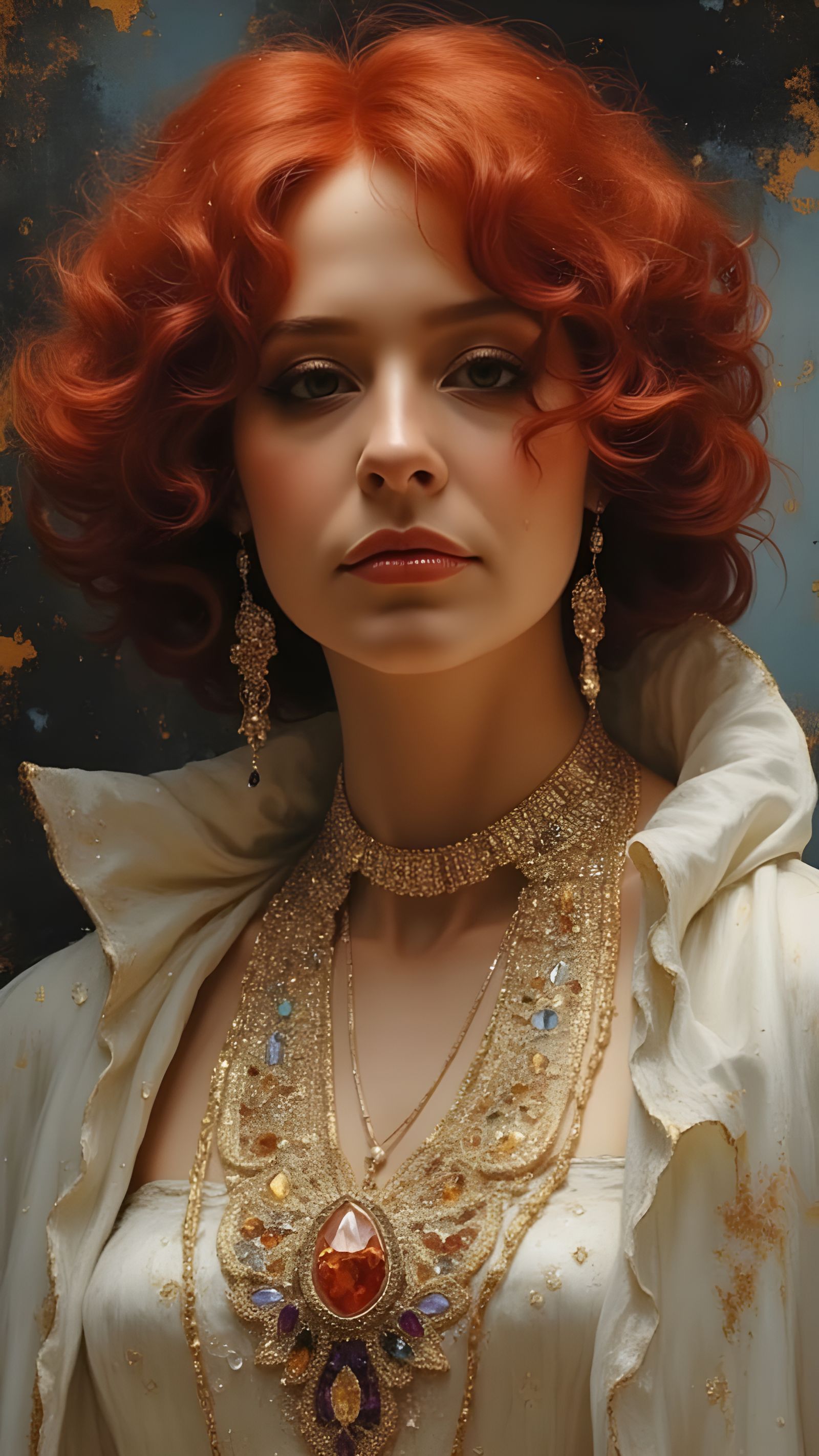 Sapphire Encrusted Goddess in Dramatic Lighting