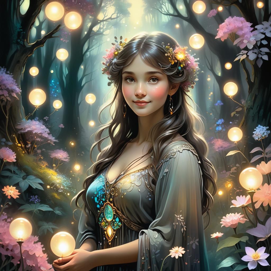 Ethereal Fantasy Woman in Mystical Forest