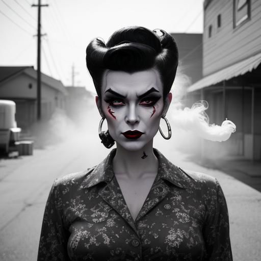 Retro Demon Girl in Trailer Park: Rockabilly Horror